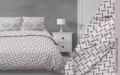 КПБ Бязь Гост Арт. 145-8 штрихи серый (пл. 140 г/м)