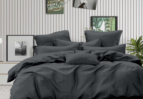 Простыня Страйп-Сатин Темно-серая 140гр 100% хлопок